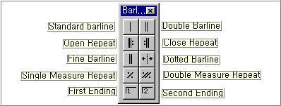 15) Bar lines Palette : 세로줄의종류와 Repeat( 도돌이표) 입력 세로줄종류바꾸기 : 필요한세로줄을선택한상태에서원하는세로줄을드래그