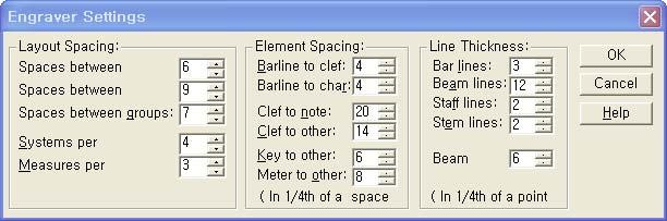 (14) Score/Font Map : Overture의기본 Musical Font 는자사개발의 [Aloisen New] 인데 어떤이유로이폰트를대체하거나이폰트들중의특정폰트의위치값등을변경시키는 등의디스플레이를행하는명령이다.