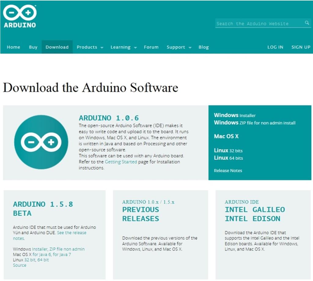 순서 1 : PC 에 SW 개발환경만들기 아두이노통합개발환경 (IDE) 설치 아두이노홈페이지에방문하여, 해당 OS 별로다운로드하여설치합니다. http://arduino.cc/en/main/software 윈도우사용자는 Arduino 1.5.