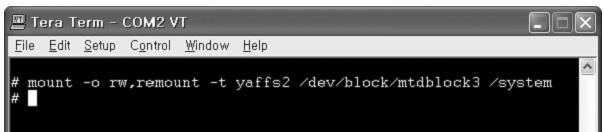 14.4 NDK 고급실습 31 [ 실습 14-5] JNI 라이브러리생성및다운로드 (5) mount -o rw,remount -t yaffs2 /dev/block/mtdblock3 /system 위에서생성한 libled-jni.