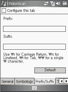 프로그램사용하기 Prefix/Suffix 각바코드값에캐릭터를부여하여기능을편집할수있습니다. Prefix, Suffix : 값을입력하여 carriage return, linefeed 등을사용할수있습니다. - 기본값 Prefix : 공란 Suffix : r Trigger 스캔버튼의스캔모드를설정합니다. Single : 스캔버튼을한번누를때마다한개의바코드를스캔합니다.