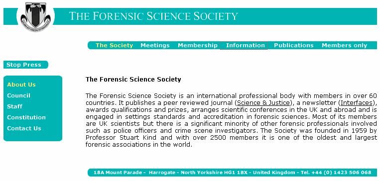 FSS(Forensic Science Society) :