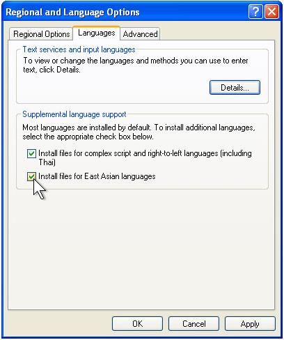 4. 필요하면 복합스크립트와우측에서좌측으로쓰는언어에대한파일설치 (Install files for complex script and right to left languages) 와 동아시아언어에대한파일설치 (Install files for East Asian