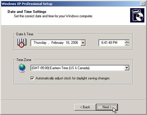 시간대선택 (Windows XP 전용 ) 다음창이뜨면, 터치컴퓨터의시간대, 일자및시간을변경할수있습니다. 변경후, 다음 (Next) 을눌러완료합니다. 윈도우셋업 (Windows Setup) 은터치컴퓨터에대한운영시스템설치를완료합니다. 언어삽입하기 (Windows 7 전용 ) Windows 7 Professional 은한번에하나의언어만사용할수있도록해줍니다.