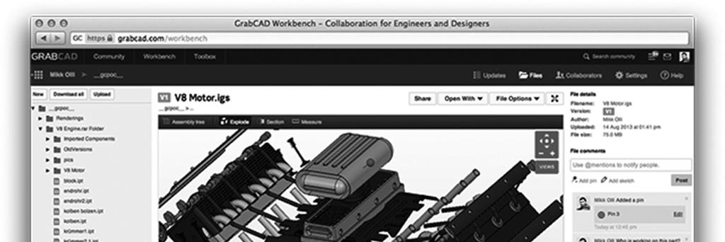 GrabCAD Workbench 웹브라우저를사용하여다양한 3D
