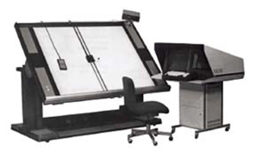 The Calma Digitizer workstation, introduced in 1965, allowed coordinate data to