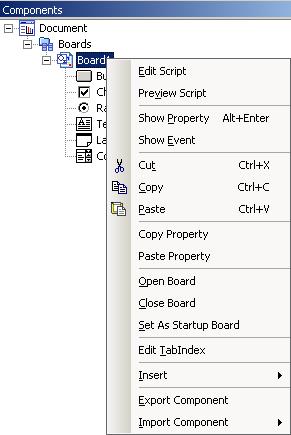 OZ Application Designer User's Guide Board Copy Property Paste Property Open Board Close
