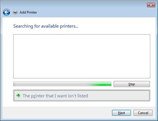 The printer that I want isn t listed ( 원하는프린터가목록에없습니다 )