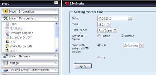 각항목에대한자세한설명은아래표를참조하십시오. 시간 항목 설명 Date ( 날짜 ) 시스템날짜를설정합니다. Time ( 시간 ) 시스템시간을설정합니다. Time Zone ( 시간대 ) 시스템시간대를설정합니다. Act as NTP Server Enable ( 사용 ) 을선택하면 NTP 서버와동기화합니다.