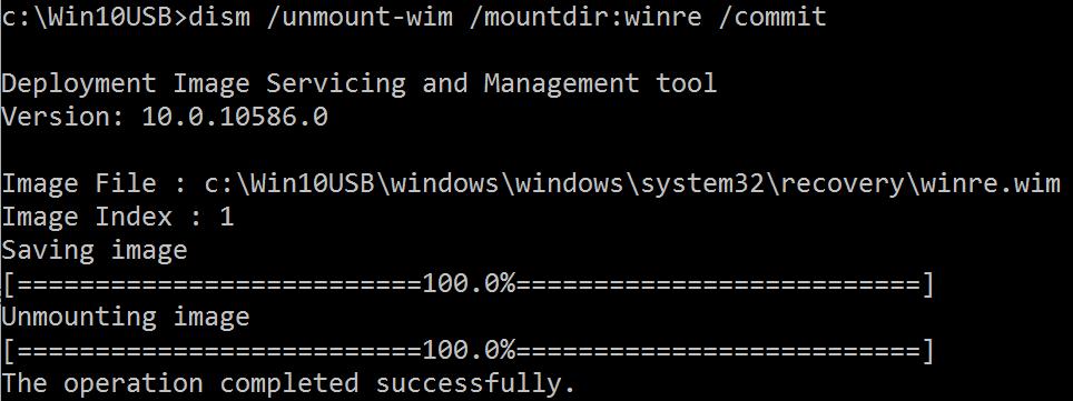 12. Windows* 복구이미지마운트해제 : dism /unmount-wim