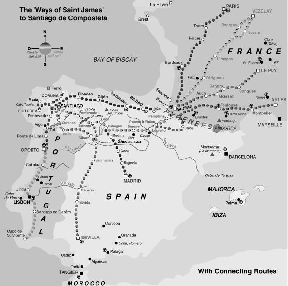 78 역사문화로개발실태및활성화방안 3. 스페인의 산티아고순례길 61) 산티아고순례길 (Route of Santiago de Compostela) 은우리나라도보여행길개발의중요한배경이된길로서초국가적인규모임.