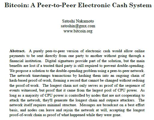 II. 비트코인, 블록체인 1.0 비트코인은무엇인가? 비트코인의등장 2008 년 11 월, 비트코인은익명의인물인사토시나카모토 (Satoxhi Nakamoto) 가 9 페이지분량의비트코 인백서 (Bitcoin: A Peer-to-Peer Electronic Cash System) 를공개함으로써세상에등장했다.