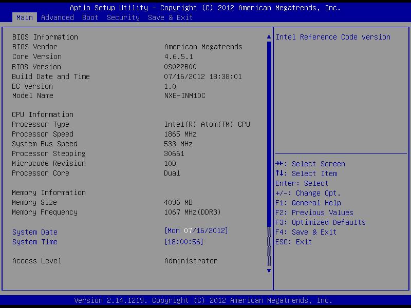 2. Main 메뉴 BIOS Information BIOS Vendor 없음 System BIOS의 Vendor(American Megatrends) 를표시한다. Core Version 없음 System BIOS의 Core Version을표시한다. BIOS Version 없음 System BIOS의 Version을표시한다.