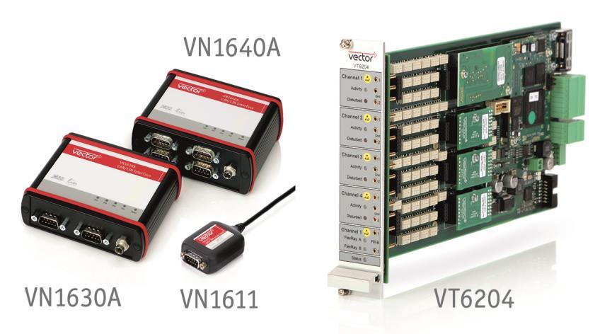 CAN 이나 LIN, FlexRay 등과같은다른버스시스템을 K-Lin 과함께통합할수있다. 벡터는 USB 인터페이스나 PCI 버스를통해 K-Line 에접속가능한다양한유형의인터페이스를지원한다. VN1600 및 VN8900 인터페이스제품뿐만아니라 VT 시스템용의 VN7570 및 VT6204 등과같은플러그인카드가이에해당한다 ( 그림 1).