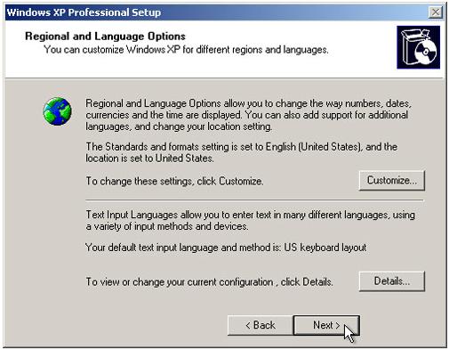 언어선택하기 (For Windows XP 및 POSReady 2009 전용 ) Microsoft Windows 는메뉴와대화상자에서영어를기본언어로사용합니다. 이언어를선호도에맞게아래화면에서변경할수있습니다. 주 : 초기셋업후언어를변경하겠다고선택할경우, 단계 1-