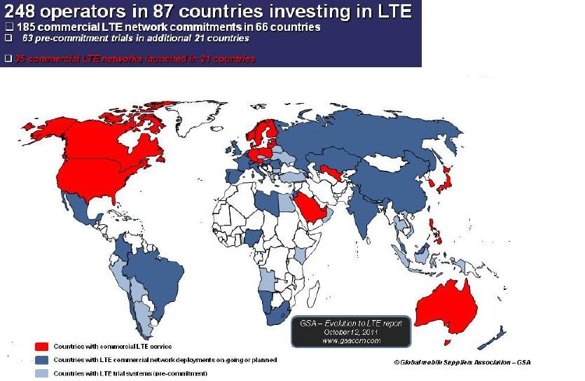 3G(WCDMA): 여전히전세계적인대세, LTE 시대에도 3G 중요성은지속 현재 LTE 시대가도래하고는있지만 1) 국내전국망구축및네크워크최적화에는아직도 1~2년의시간이필요하고, 2) 전세계적으로도 4G LTE를상용화한사업자가 35개사업자에불과하다는점 ( 도표 28 참조 ), 3) 전세계주요국가의 4G LTE 상용화는 213년이후로예상된다는점, 4)