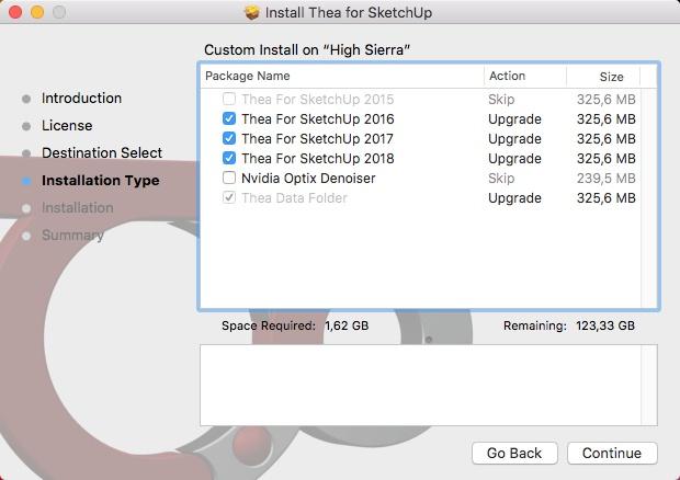 중요: Thea for SketchUp을 설치할 때, Thea Data 및 Thea Temporary 폴더를 모든 사용자가 완전한 읽기/쓰기 액세스 권한을 가진 위치로 설정하십시오. 경로에 적절한 권한이 없으면 플러그인이 제대로 작동하지 않습니다. Mac OS X www.