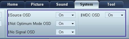 OSD Display Source OSD Source를변경할때, OSD의표시여부를설정합니다.