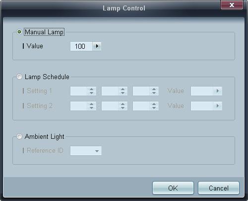 Manual Lamp Control로조정하면자동으로 Auto Lamp Control은 Off 됩니다. 선택된디스플레이의백라이트를시간에관계없이조정합니다.