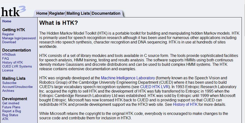 6.3.1 음성인식기개발툴 HTK (Hidden Markov Toolkit)