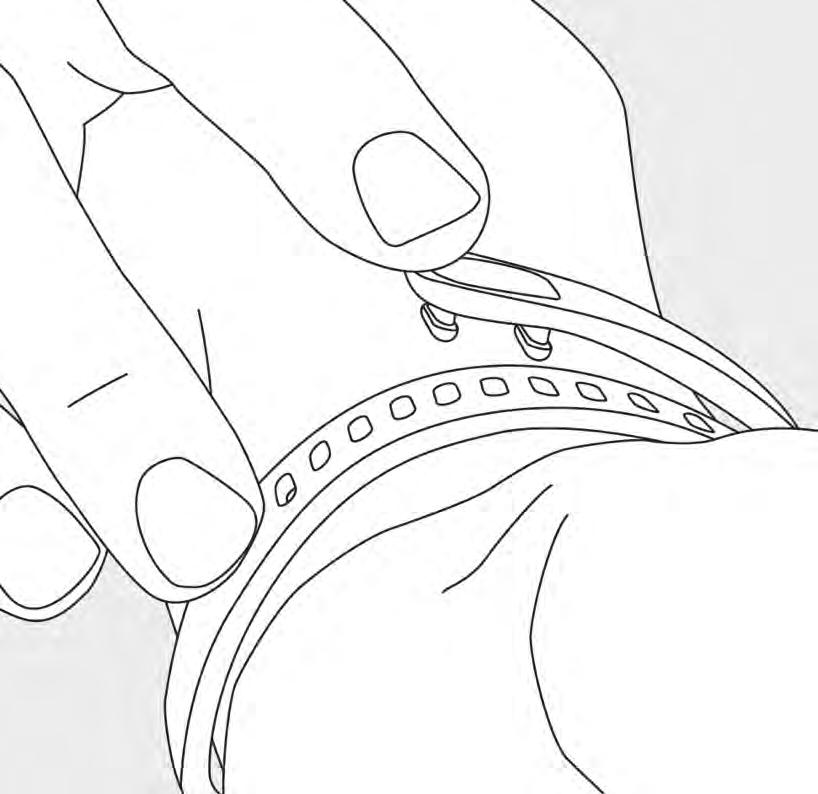 Fitbit Charge 에대해알아보기 Charge 착용 Charge 는손목에착용할때가장정확하도록설계되어있습니다. 주머니나배낭에넣고걸음수, 오른층수와같은통계기록을추적할수있지만손목에서가장정확합니다. Charge 착용방법 1.