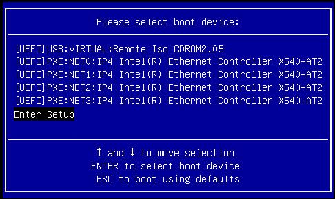 PXE 네트워크 부트를 사용하여 Windows Server 2012 R2 설치 주 - 설치에 표시되는 부트 장치 메뉴는 서버에 설치된 디스크 컨트롤러 및 기타 구성 요소 (예: PCIe 네트워크 카드)의 유형에 따라 다를 수 있습니다. 5.