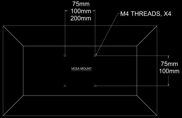 면 VESA 마운트 M4 나사용구멍 4 개 ( 다른모델은아래표참조 ) 가있는장착패턴쪽이모니터뒷면용입니다. VESA 마운트는 FDMI- MIS-D 및 MIS-E 규격을따릅니다.