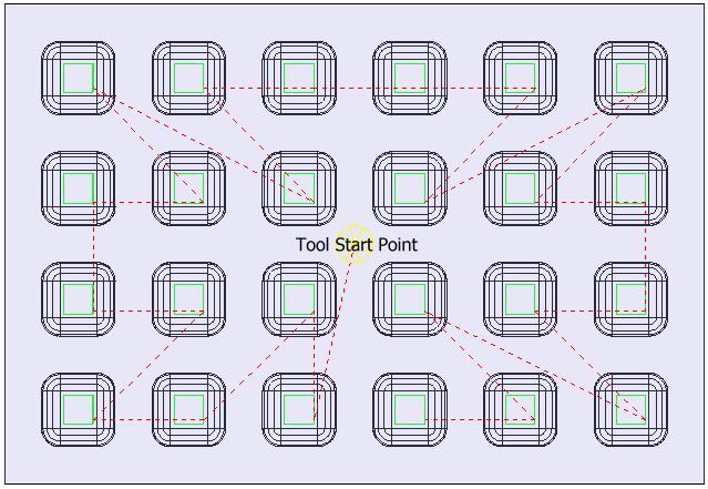 Offset Area Clearance, Sorting: Radial Pattern - View in +Z Offset Area Clearance,
