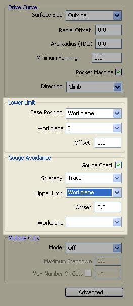 Lower Limit Lower Limit( 최저한계 ) 부분에서 Base Position( 기준점 ) 을 Workplane 으로설정할수있다.