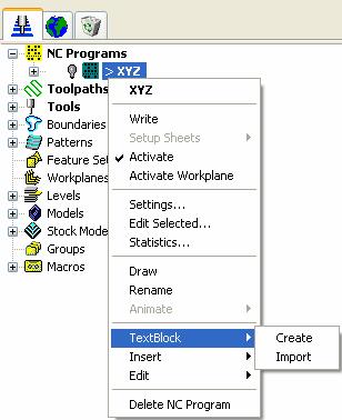 NC Program Object Menu NC Program 개체메뉴에두가지새로운옵션이추가되었다.