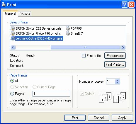 ( 프린터를목록에서적합한프린터를선택할수있습니다. 만일용지방향 ( 가로방향또는세로방향 ) 또는용지사이즈 (A4, A5 ) 와동일한기본설정의어떤것을변경하고싶다면 Preferences 버튼을클릭한다. Delete( 삭제 ) - setup sheets 을삭제한다.