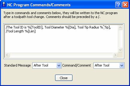 Setup Sheets Variables( 작업지시서의변수 ) 267 페이지에있는 "SetUP Sheet Variables" 변수에사용될수있는전체목록들이있다. 이변수는또한 NC Program Comments 영역에서사용할수있다. 기본값설정옵션에서변수값을추가하는것이유용해졌다. NC 프로그램에서오른쪽마우스를클릭하여기본값설정옵션을선택한다.