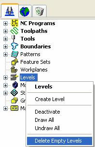 Levels Menu Additions 레벨메뉴로부터비어있는레벨을삭제할수있다. 추가된옵션들이다.