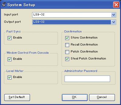 필요에 따라 모든 설정을 완료하고 나면 [OK] 버튼을 클릭하여 창을 닫습니다. [RE SYNC] 버튼을 클릭하여 LS9과 컴퓨터 설정을 동기화할 수 있는 "Re Synchronize" 창을 엽니다.