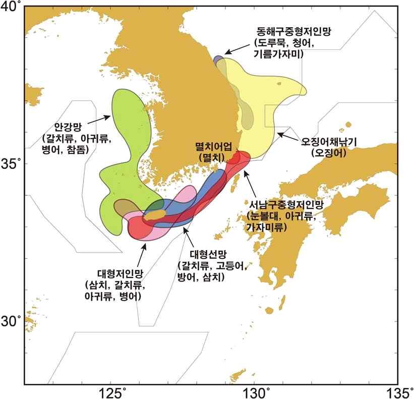 주요어종별어황 고등어살오징어멸치 제주서부해역과대마도북동쪽일본해역에서어군밀도가높을것으로예상되나, 제주서부해역을중심으로조업이이루어지겠음. 연중한어기에속해전체어획량은다소적겠고, 어황은평년수준또는평년비부진할것으로전망됨어군의월동및산란활동에의해동중국해에서의어군밀도가높은시기로연중한어기 (3~6월) 를맞겠고, 4~5월동안이어지는금어기로인해조업활동이제한적으로이루어지겠음.