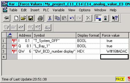 - Force Value 윈도우를닫거나 Monitor/Modify Variable 어플리케이션을닫는다고해서 Force 작업이취소되지는않습니다. Force 기능 1. SIMATIC Manager 에서 Force 기능을구동시키기위해 Force 시킬 CPU를선택하십시오. 2. PLC -> Display Force Value 메뉴옵션을선택하십시오.