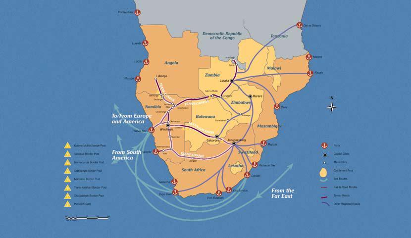 Namibia Trans-Africa 의대서양관문남아공주요도시, 앙골라, 탄자니아, 모잠비크 태양광발전및해수담수화의최적지 남아공경제권에속하며,