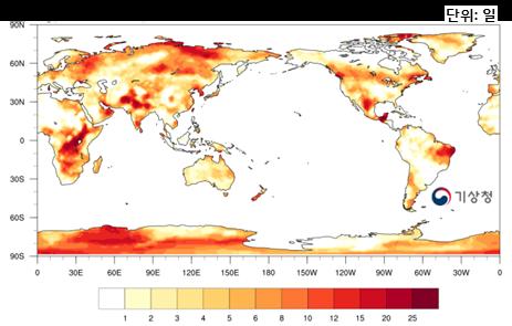 전세계이상기후 a) 이상고온발생일수 ( 최고기온 ) b) 이상저온발생일수 ( 최저기온 ) 아프리카남부,