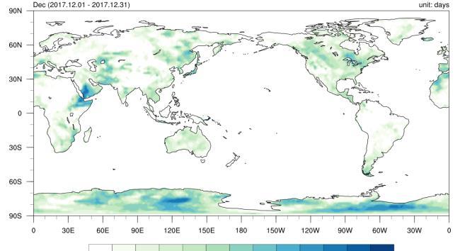 젂세계이상기후 a) 이상고온발생일수 ( 최고기온 ) 단위 : 일 b) 이상저온발생일수 ( 최저기온 ) 단위 : 일 아프리카북부, 사우디아라비아북부, 중국남서부, 알래스카,