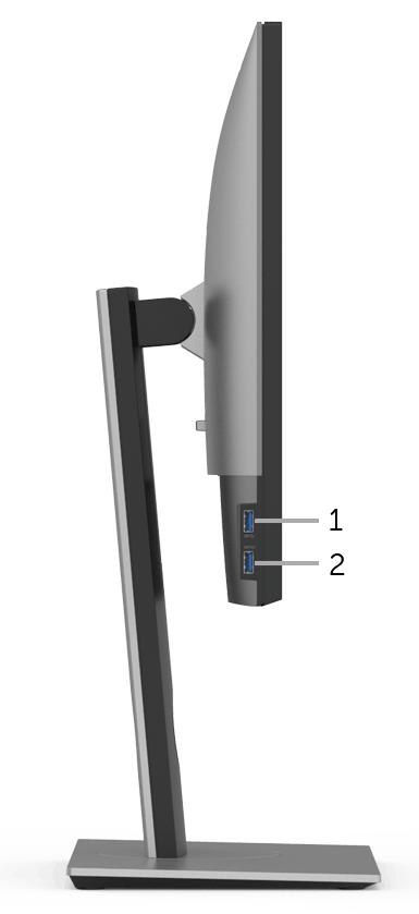 옆면 라벨 설명 사용 1 USB 다운스트림포트 USB 장치를연결합니다. 이커넥터는컴퓨터및모니터의 USB 업스트림커넥터에 USB 케이블을연결한후에만사용할수있습니다.