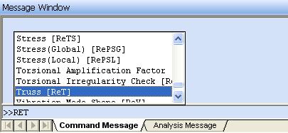 4. Result Table(RE) 그룹의하위그룹인 Truss(T) 그룹내에 Force & Stress 메뉴에대한 Command Key 'FO' 를지정합니다.