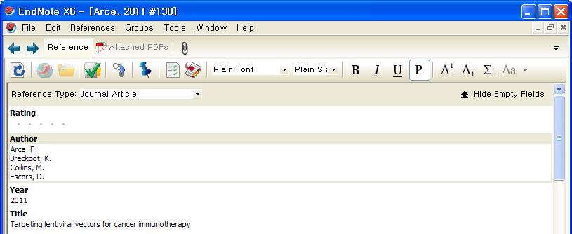 File 또는 Reference 상세페이지에서 Attached PDFs 선택 PDF 파일이름자동으로변경하기 :