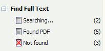 Text 메뉴에서진행상황확인가능 Searching: Full-text file 을찾는중 Found PDF: PDF 파일을찾은 Reference 건수 Not found: PDF 파일검색실패