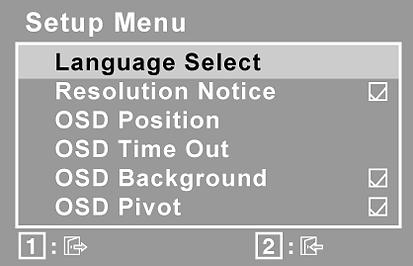 제어 설명 Setup Menu ( 설정메뉴 ) 아래에보이는메뉴를나타냅니다. Language Select ( 언어선택 ) 메뉴와제어화면에사용되는언어를선택할수있습니다. Resolution Notice ( 해상도알림 ) 사용할수있는최적의해상도를알려줍니다. OSD Position (OSD 위치 ) 화면디스플레이메뉴와제어화면사이를이동할수있습니다.
