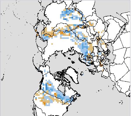 30 자료출처 : GSL(global Snow Lab) 파란색 : 평년보다많은눈덮임빨간색 : 평년보다적은눈덮임 (a) 4월북반구눈덮임은우랄산맥부귺부터러시아서부,