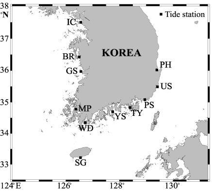 다. 해일고와관련하여서남해안에서예측고조위가증가하는경향 (Kang et al., 2008) 과 20개조위관측소의자료분석을통해국내연안해일강도특성 (Kang et al., 2011) 이보고되었다. Kwon et al.(2008) 은속초와묵호항에서연간최대해일고의장기간변동성을고찰한바있다.