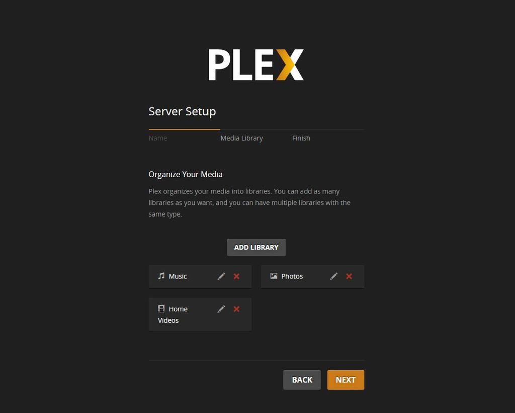 라이브러리에미디어콘텐츠를추가하기위한안내가제공됩니다. Plex 가사용자 PC 에서음악, 사진, 홈비디오의기본폴더를검색합니다.