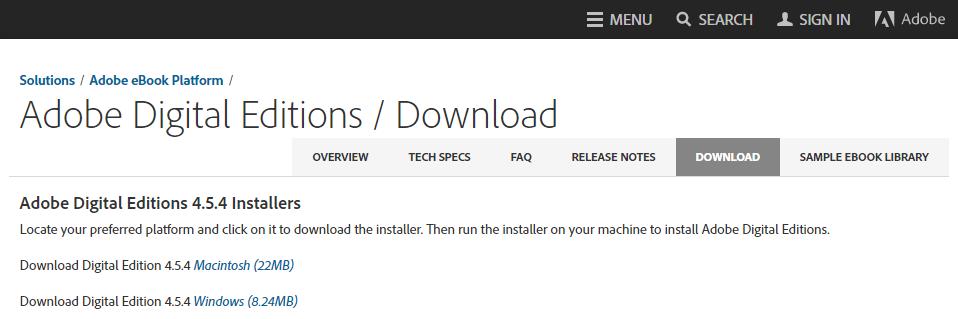 Adobe Digital Edition (ADE) 설치안내 대출한 DRM ( 디지털권리에따른임시파일 ) ebook 본문을볼수있는 Adobe 제공무료 전용 ebook 뷰어 로반드시필요 1 2 3 1 2 3