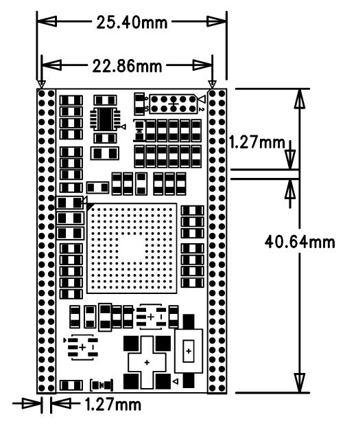 54mm 2x7) 지원 ( 초소형모듈용 JTAG 어댑터기본제공 ) 범용 LED 1 개 / Reset 용 Tactile 스위치 1 개 부트모드선택용회로 ( 점퍼저항 ) 크기 : 25.40mm x 25.