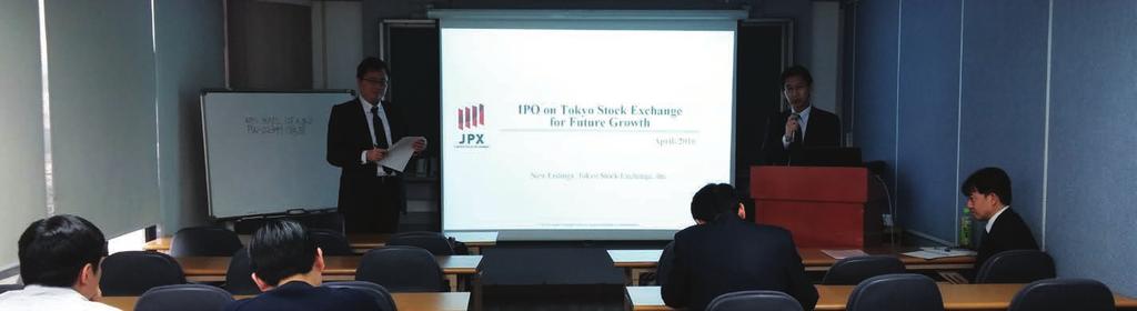 시장관련설명회를개최하였다. 일본동경거래소 (TSE) Masayuki Yokota 부장등현지관계자가 2015 년일본 IPO 시장현황및성공사례등을소개하였으며, 국내 VC 를포함한 20 여명이참석하였다.